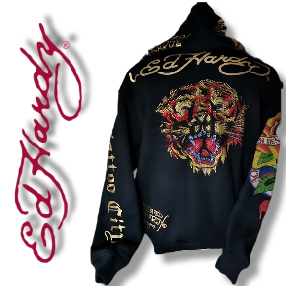 🔥SzL Incredibly RARE Ed Hardy Christian Audigier Zip-Up Hoodie - Picture 4 of 17